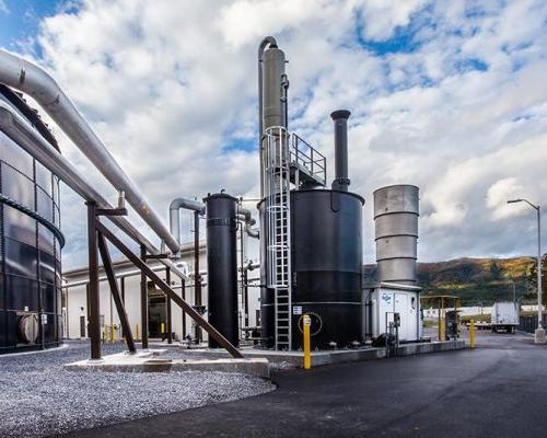 Exterior photo of tanks and vertical processing equipment